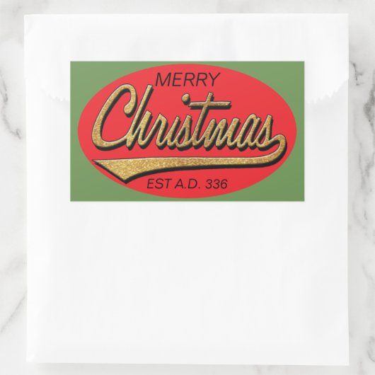 クリスマスステッカー「レトロクリスマスベストA.D. 336」 長方形シール (バッグ)