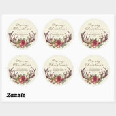 クリスマスステッカー 冬のホーリー 個人名入れ ラウンドシール (シート)