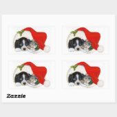 クリスマスステッカー/子犬と子猫 長方形シール (シート)