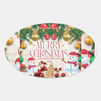 クリスマスステッカー 楕円形シール