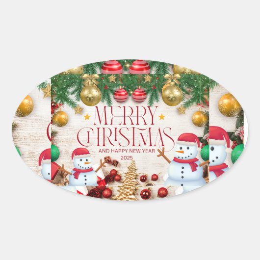 クリスマスステッカー 楕円形シール (正面)