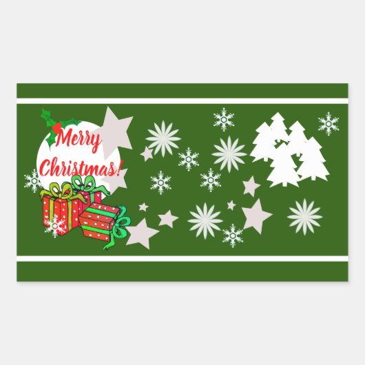 クリスマスステッカー 長方形シール (正面)