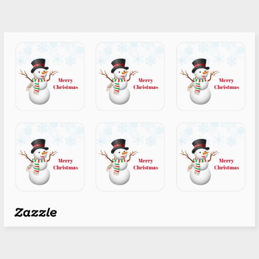クリスマスステッカー – 雪だるまスクエアステッカー スクエアシール (シート)