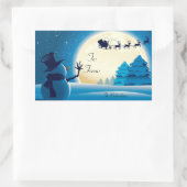 クリスマスステッカー/雪だるま、サンタとスリー 長方形シール (バッグ)