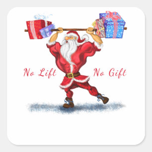 クリスマスステッカーBodybuilderサンタとギフトおもしろい スクエアシール