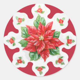 クリスマスステッカーPoinsettia ラウンドシール