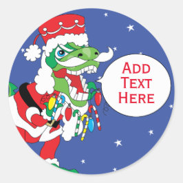 クリスマスステッカーTySANTAsaurusレックス3パーソナライズ ラウンドシール