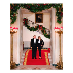 クリスマスステップドナルドトランプ&メラニア大統領 フォトプリント           