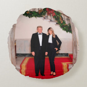 クリスマスステップドナルドトランプ&メラニア大統領 ラウンドクッション