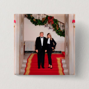 クリスマスステップドナルドトランプ&メラニア大統領 缶バッジ
