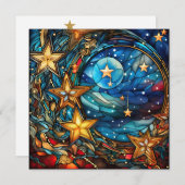 クリスマスステンドグラスのグリーティングカード シーズンカード (正面/裏面)