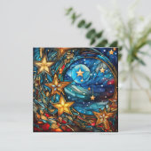 クリスマスステンドグラスのグリーティングカード シーズンカード (スタンド正面)