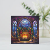 クリスマスステンドグラスのグリーティングカード シーズンカード (スタンド正面)