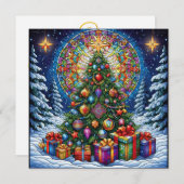 クリスマスステンドグラスのグリーティングカード シーズンカード (正面/裏面)