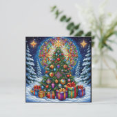 クリスマスステンドグラスのグリーティングカード シーズンカード (スタンド正面)