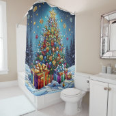 クリスマスステンドグラスのシャワーカーテン シャワーカーテン (インサイチュ)