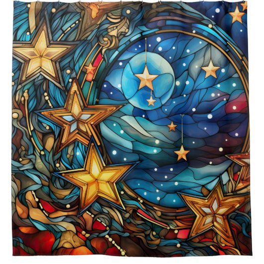 クリスマスステンドグラスのシャワーカーテン シャワーカーテン (正面)