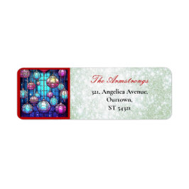 クリスマスステンドグラスボードベリーグリーングリッター ラベル