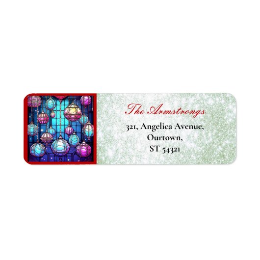 クリスマスステンドグラスボードベリーグリーングリッター ラベル (正面)