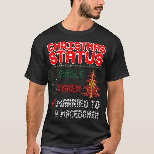 クリスマスステータス結婚したマケドニア醜いセーター Tシャツ (正面)