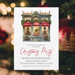 クリスマスストアエレガントレッドホワイトホリデーパーティー 招待状