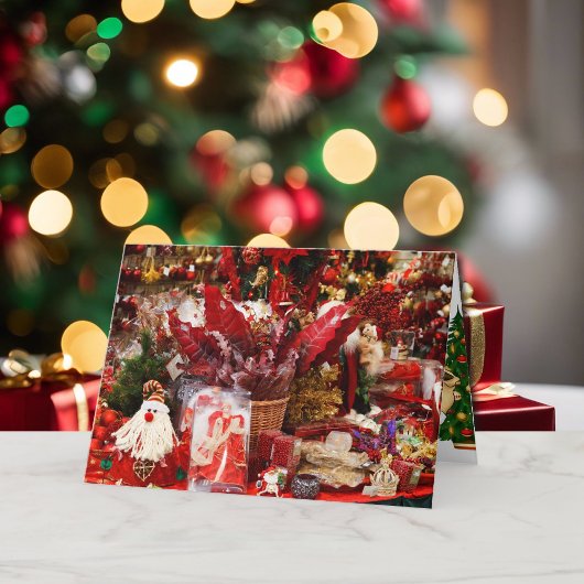 クリスマスストアディスプレイサンタinレッドホリデーカード シーズンカード