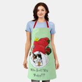 クリスマスストッキングかわいいカリコキッテン エプロン (着用した状態)