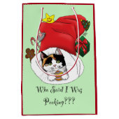 クリスマスストッキングかわいいカリコキッテン ミディアムペーパーバッグ (正面)