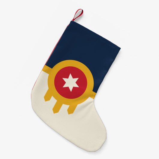 クリスマスストッキングとタルサ市旗 スモールクリスマスストッキング (正面 (吊り時))