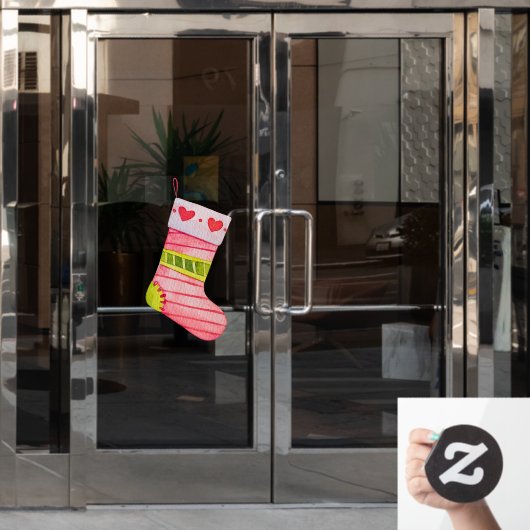 クリスマスストッキングとハート ウィンドウサイン (オフィスドア)