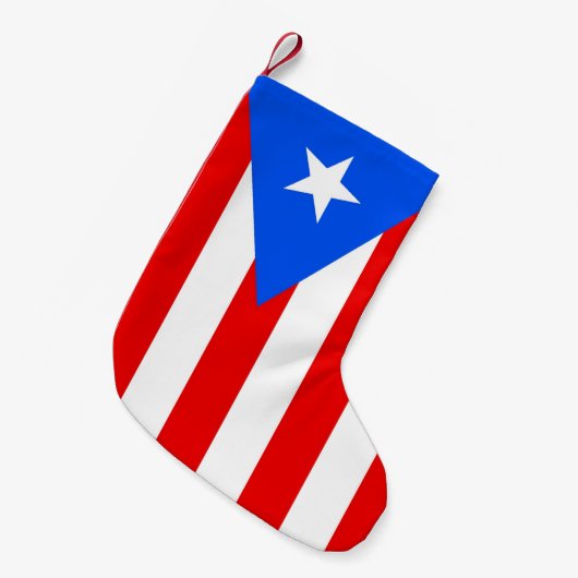 クリスマスストッキングとプエルトリコ国旗 スモールクリスマスストッキング (正面 (吊り時))