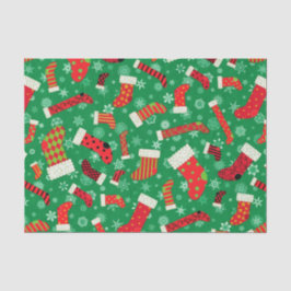 クリスマスストッキングと雪片パターン 薄葉紙