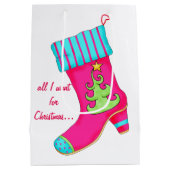 クリスマスストッキングに必要なピンクシューズ好き ミディアムペーパーバッグ (裏面)