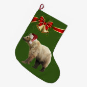 クリスマスストッキングのグリズリーベアカブ ラージクリスマスストッキング (正面 (吊り時))