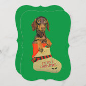 クリスマスストッキングのダシュント シーズンカード (正面/裏面)