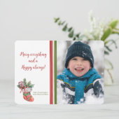 クリスマスストッキングの写真 ホリデーカード (スタンド正面)