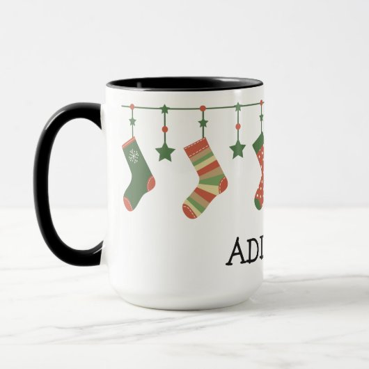 クリスマスストッキングの季節の冬のholinda追加の名前 マグカップ (左)