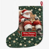クリスマスストッキングの猫好きヴィンテージSanta ラージクリスマスストッキング (裏面)