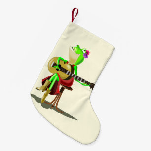 クリスマスストッキングカエルとギター – おもしろい スモールクリスマスストッキング