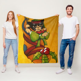 クリスマスストッキングキティCat v1 フリースブランケット