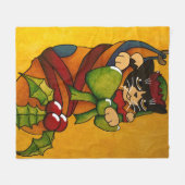 クリスマスストッキングキティCat v1 フリースブランケット (正面(横))