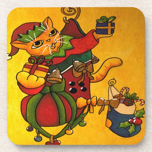 クリスマスストッキングキティCat v2 コースター (正面)