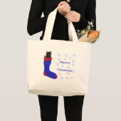 クリスマスストッキングキャットマイオウィクリスマスバッグ ラージトートバッグ (正面(商品))