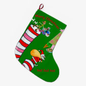 クリスマスストッキングキャンディーケーン小妖精や小人サンタ ラージクリスマスストッキング (正面 (吊り時))