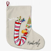 クリスマスストッキングキャンディーケーン小妖精や小人 ラージクリスマスストッキング (正面)