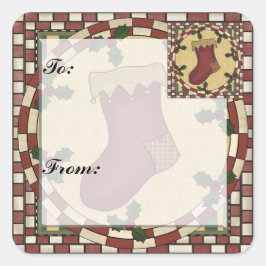 クリスマスストッキングギフトラベルシール スクエアシール