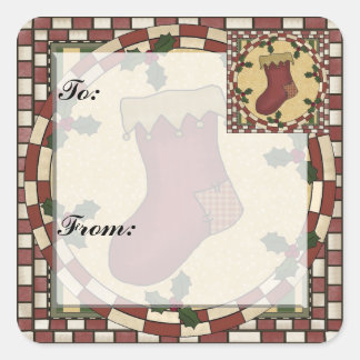 クリスマスストッキングギフトラベルシール スクエアシール