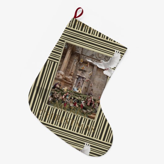 クリスマスストッキングクリスマスイエス出生 ラージクリスマスストッキング (正面 (吊り時))