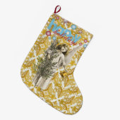 クリスマスストッキングクリスマスエンジェルハッピーホリデー ラージクリスマスストッキング (正面 (吊り時))