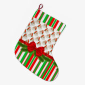 クリスマスストッキングクリスマスサンタストライプー ラージクリスマスストッキング (正面 (吊り時))